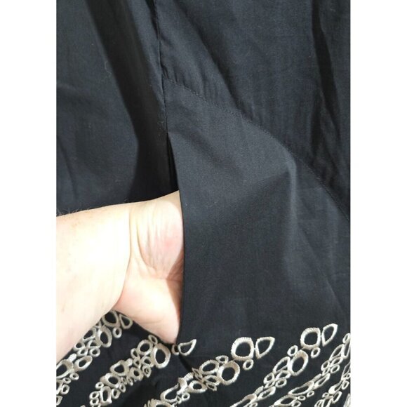 BCBG MaxAzria Dress 4 Black Sundress Geometric Boho Pockets Adjustable Strap - Picture 12 of 15